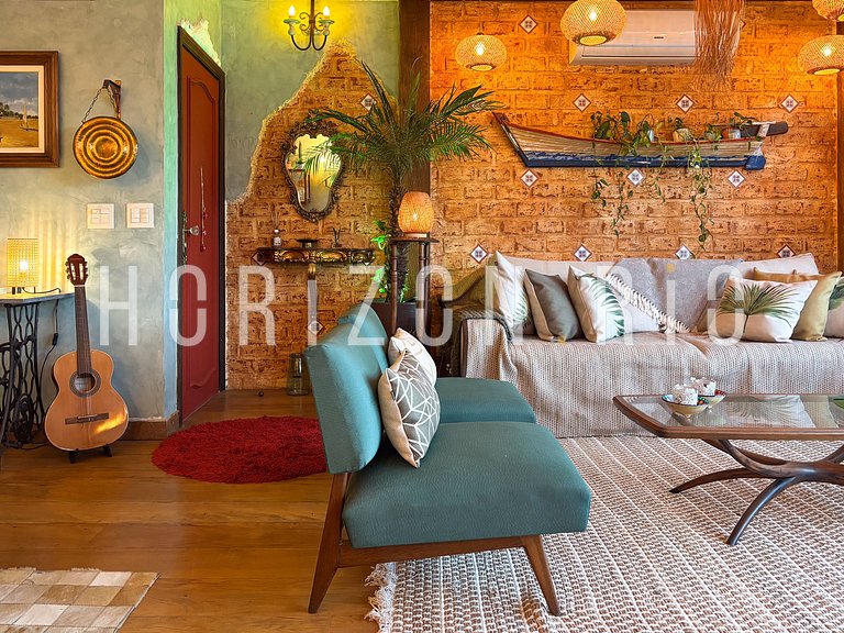 Charmosa cobertura com decoração mediterrânea em Ipanema RJ