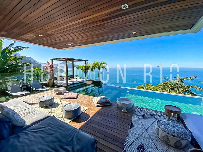 Luxe villa 5 chambres à louer à Joá avec vue sur mer